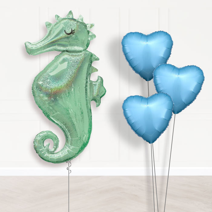 Seahorse Helium Balloon Bouquet Delivered - Plain Bouquet | Party Save Smile