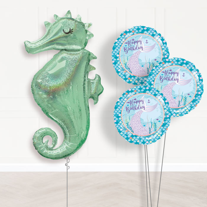 Seahorse Helium Balloon Bouquet Delivered - Themed Bouquet | Party Save Smile