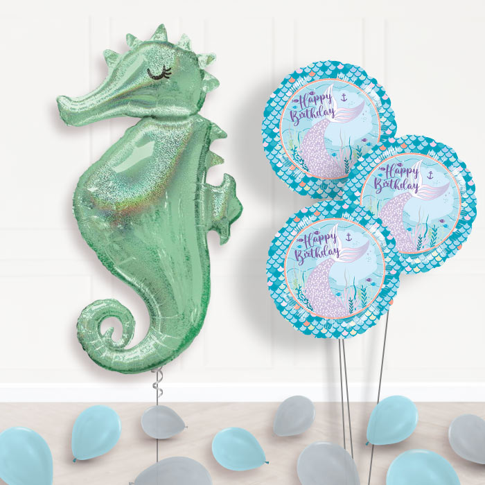 Seahorse Helium Balloon Bouquet Delivered - Themed Bouquet and Latex | Party Save Smile