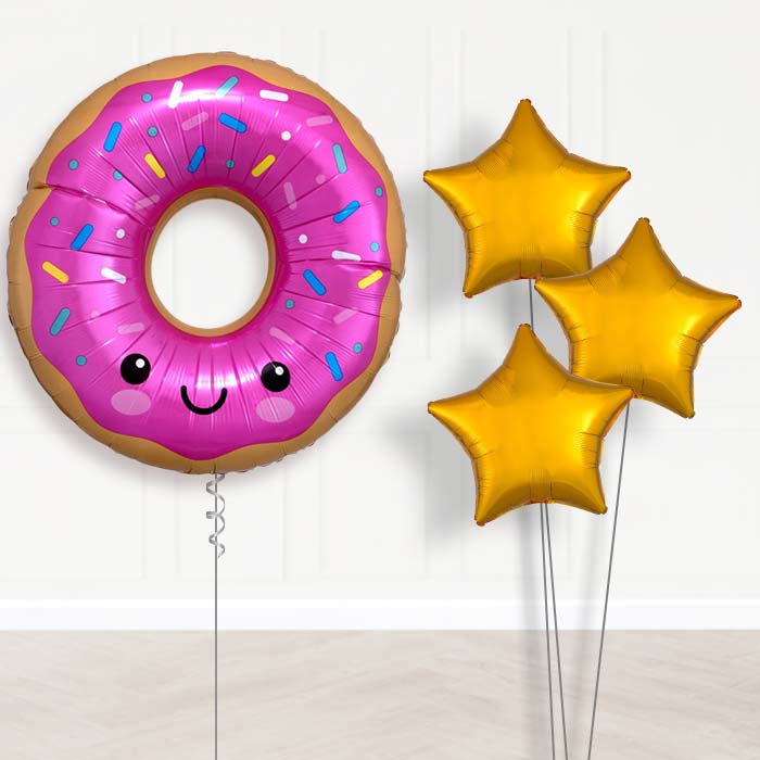 Giant Donut Balloon Bouquet Delivery - Plain Bouquet | Party Save Smile