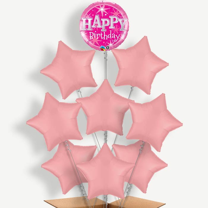 Sparkling Pink Birthday Helium Balloon Bundle | Party Save Smile
