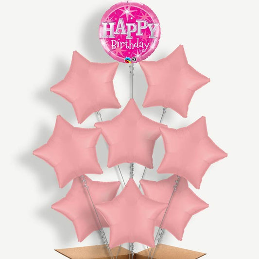 Sparkling Pink Birthday Helium Balloon Bundle | Party Save Smile
