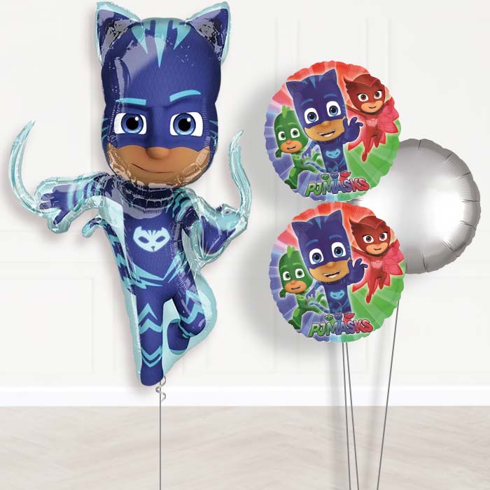 Giant Catboy PJ Masks Balloons Bouquet in a Box-Giant Balloon + 2 Themed Balloons + 1 Plain Balloon 