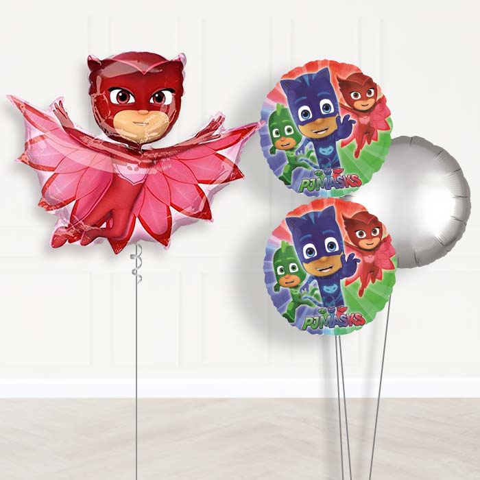 PJ Masks Owlette Inflated Helium Balloons Delivered-Giant Balloon + 2 Themed Balloons + 1 Plain Balloon 