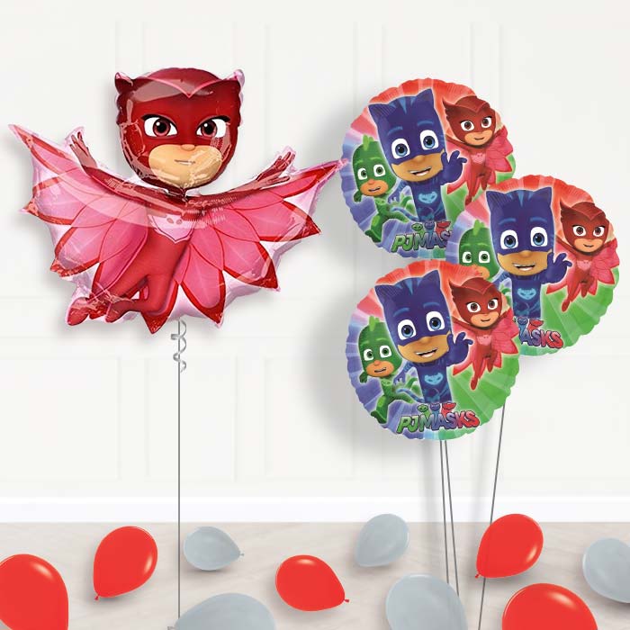 PJ Masks Owlette Inflated Helium Balloons Delivered - Themed Bouquet and Latex | Party Save Smile