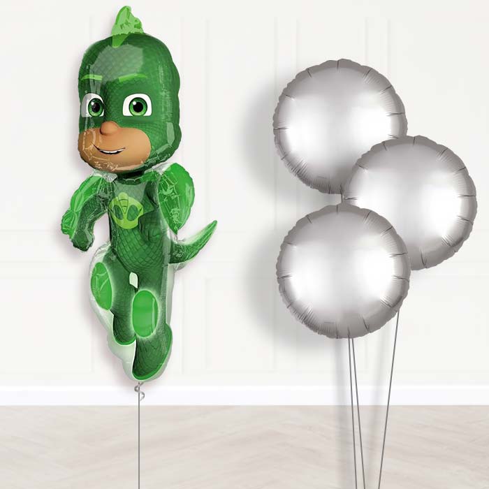 PJ Masks Gekko Inflated Helium Balloons Delivered - Plain Bouquet | Party Save Smile