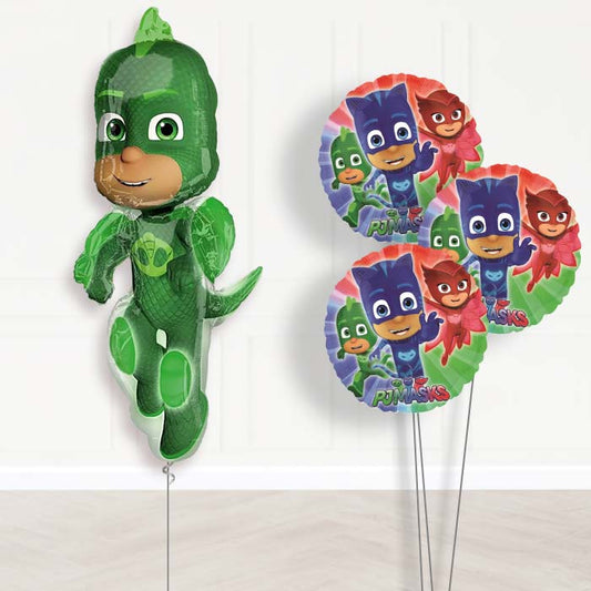 PJ Masks Gekko Inflated Helium Balloons Delivered - Themed Bouquet | Party Save Smile