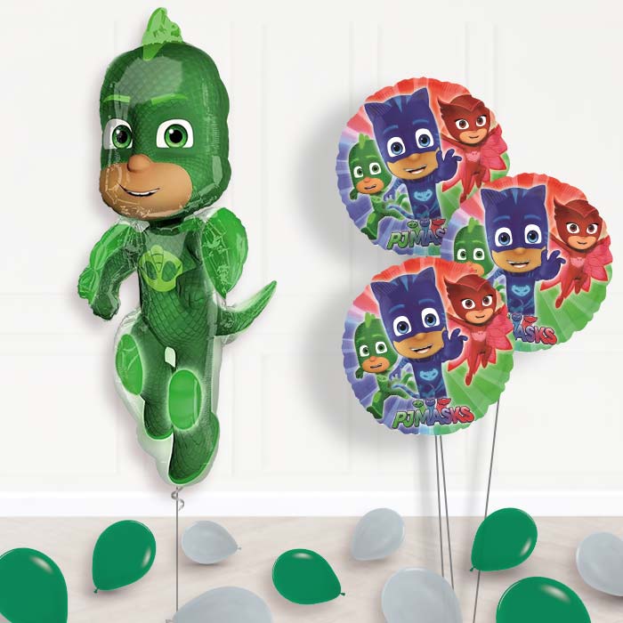 PJ Masks Gekko Inflated Helium Balloons Delivered - Themed Bouquet and Latex | Party Save Smile