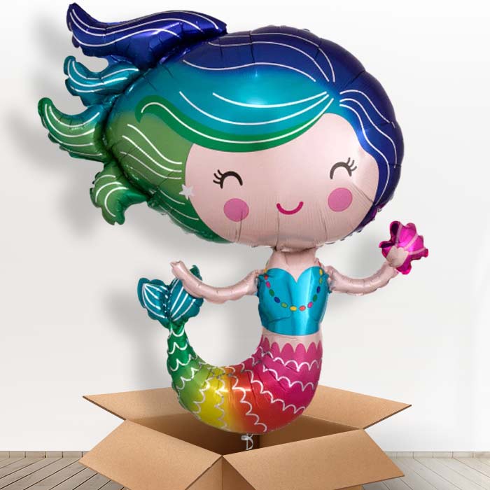 Colorful Mermaid Helium Balloon in a Box - 1 x Giant Balloon | Party Save Smile