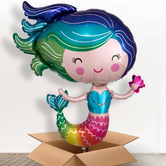 Colorful Mermaid Helium Balloon in a Box - 1 x Giant Balloon | Party Save Smile