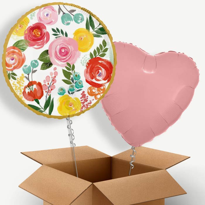 Colourful Flowers Helium Balloon Two | Party Save Smile