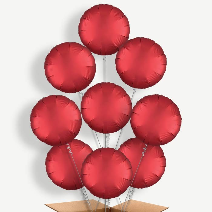 Red Satin Circle Balloon Bundle Inflated with Helium | Party Save Smile