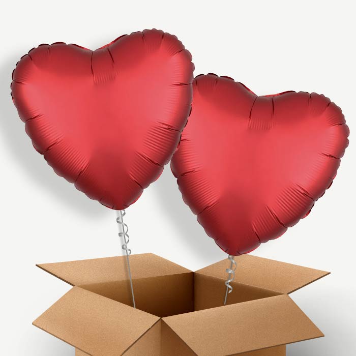 Red Satin Heart Helium Balloon Couple | Party Save Smile