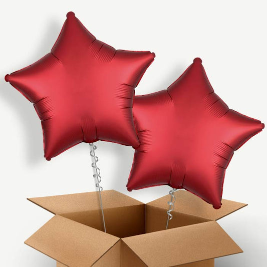 Red Satin Star Helium Balloon Couple | Party Save Smile