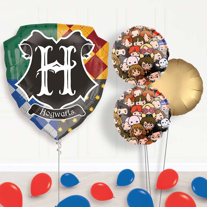Harry Potter Balloon Bouquet in a Box-Giant Balloon + 2 Themed Balloons + 1 Plain Balloon + Mini Balloons 