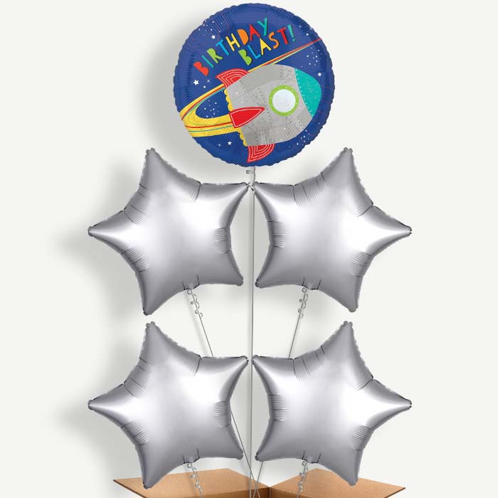 Space Rocket Birthday Helium Balloon Cluster  | Party Save Smile