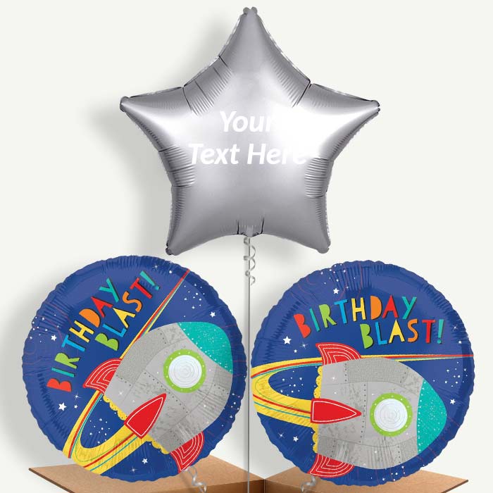 Personalisable Space Rocket Birthday Helium Balloons | Party Save Smile