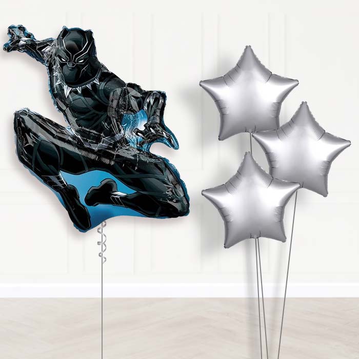 Black Panther Balloon Bouquet Delivered - Plain Bouquet | Party Save Smile