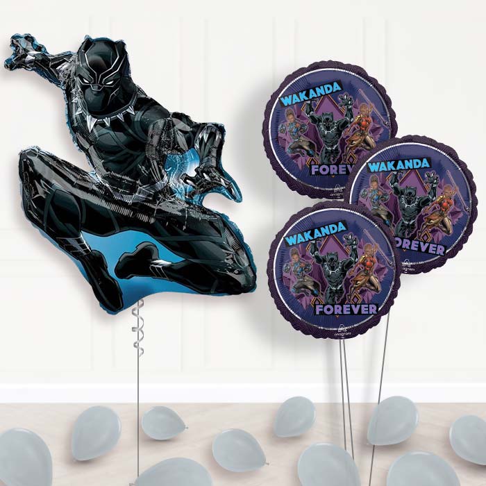 Black Panther Balloon Bouquet Delivered - Themed Bouquet and Latex | Party Save Smile