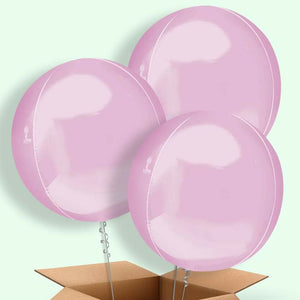 Trio of Baby Pink Orbz Helium Balloons