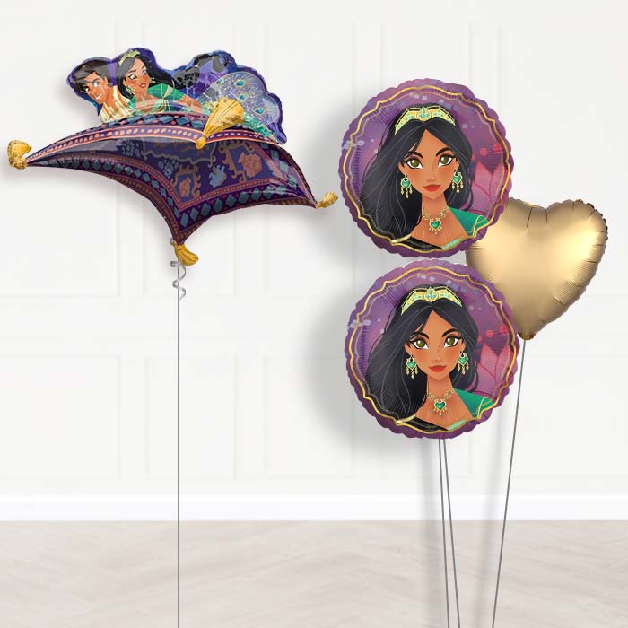 Princess Jasmine Helium Balloon Bouquet-Giant Balloon + 2 Themed Balloons + 1 Plain Balloon 