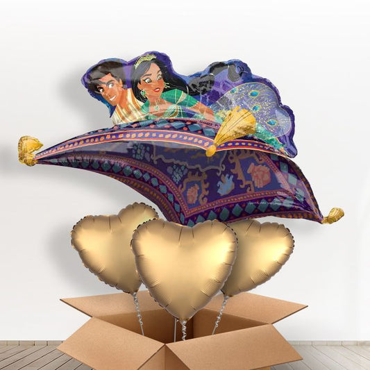 Princess Jasmine Magic Carpet Helium Balloon in a Box - With 3 Themed Balloons | Party Save Smile