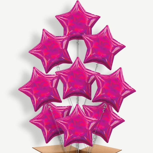 Hot Pink Iridescent Star Helium Balloon Bundle | Party Save Smile