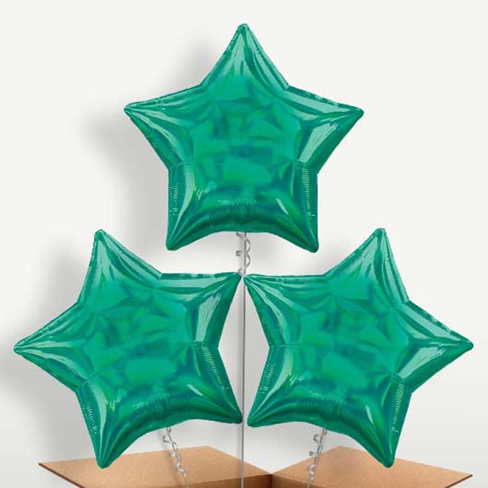 Dark Green Iridescent Star Bunch of Balloons | Party Save Smile