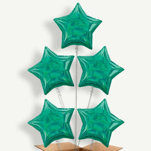 Dark Green Iridescent Star 5 Helium Cluster Balloons