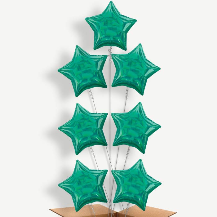 Dark Green Iridescent Star Helium Balloon Arrangement | Party Save Smile