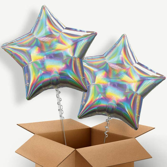 Iridescent Star Helium Balloon Pair | Party Save Smile