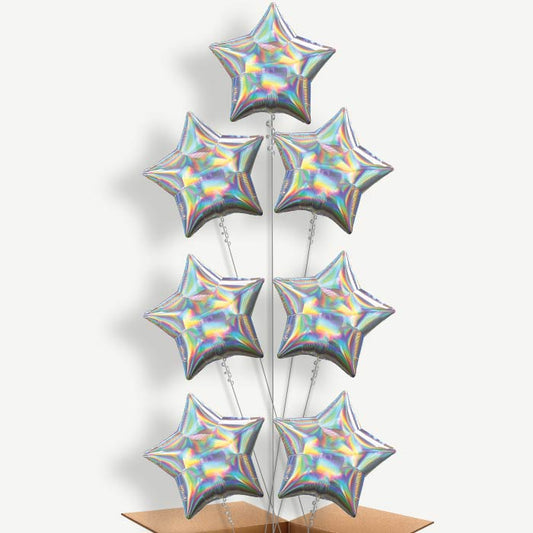 Iridescent Star Balloon Arrangement Inflated with Helium | Party Save Smile