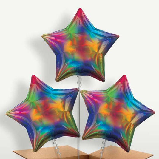 Rainbow Iridescent Star Trio Balloon Bunch | Party Save Smile
