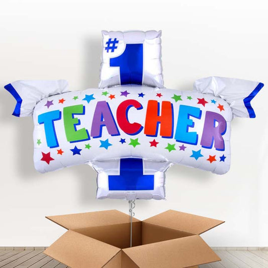 #1 Teacher Helium Balloon in a Box - 1 x Giant Balloon | Party Save Smile