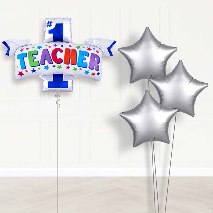 #1 Teacher Balloon Bouquet Delivery - 1 x Giant Balloon with Plain Bouquet | Party Save Smile