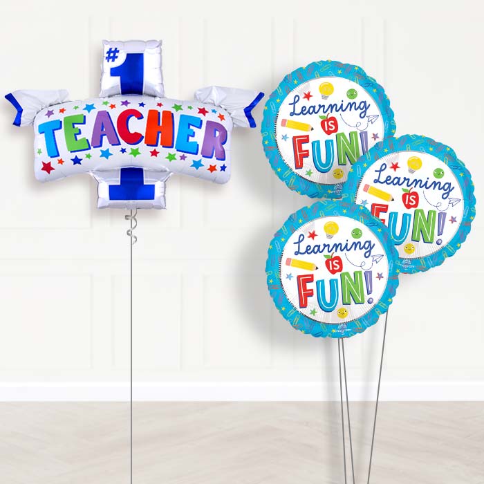 #1 Teacher Balloon Bouquet Delivery - 1 x Giant Balloon with Themed Bouquet | Party Save Smile
