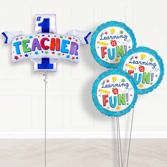 #1 Teacher Balloon Bouquet Delivery - 1 x Giant Balloon with Themed Bouquet | Party Save Smile