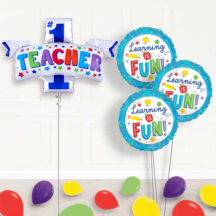#1 Teacher Balloon Bouquet Delivery - 1 x Giant Balloon with Themed Bouquet and Latex | Party Save Smile