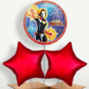 Captain Marvel Bunch of Balloons inflated with Helium (Trio)