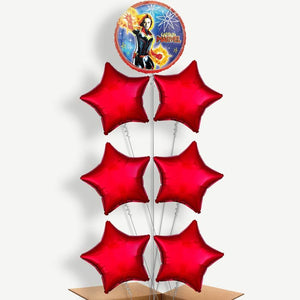 Captain Marvel 7 Balloon Arrangement Inflated with Helium