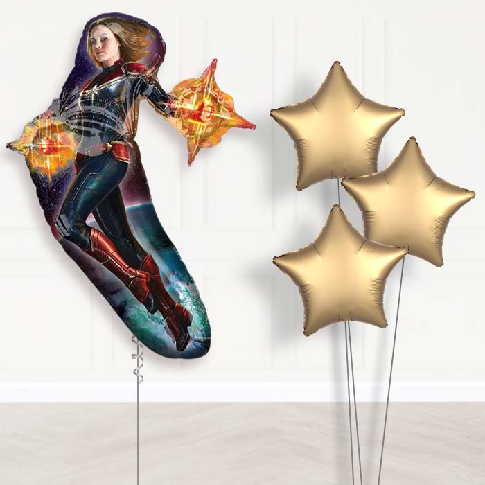 Captain Marvel Helium Balloons Bouquet - Plain Bouquet | Party Save Smile