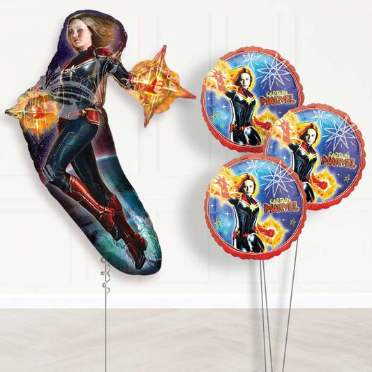 Captain Marvel Helium Balloons Bouquet - Themed Bouquet | Party Save Smile