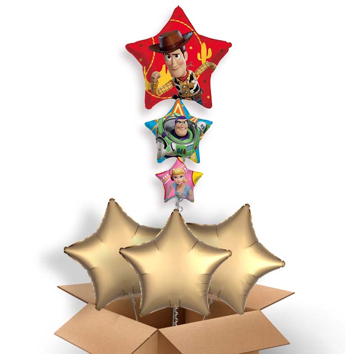 Toy Story Helium Balloon in a Box Woody, Buzz, Forky with 3 Plain Balloons | Party Save Smile