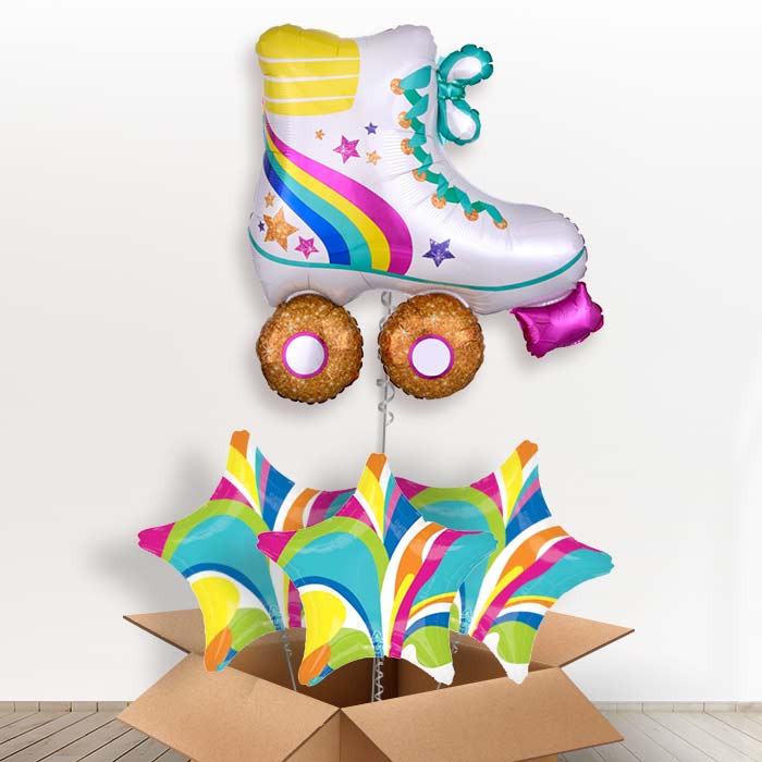 Inline Roller Skate Helium Balloon in a Box - with 3 Plain Balloons | Party Save Smile