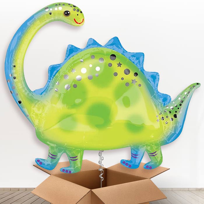 Brontosaurus Dinosaur Helium Balloon Delivery in a Box - Giant Balloon | Party Save Smile