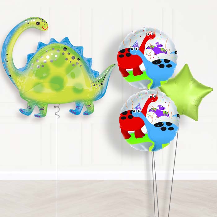Brontosaurus Anagram Dinosaur Helium Balloon in a Box-Giant Balloon + 2 Themed Balloons + 1 Plain Balloon 