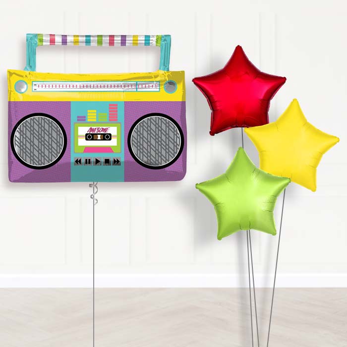 Giant Boombox Balloon Bouquet Delivery - Plain Bouquet | Party Save Smile