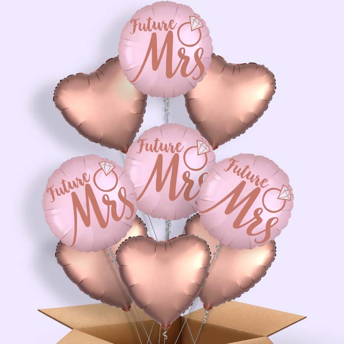 Future Mrs Blush Wedding Helium Balloon in a Box - 9 Balloons | Party Save Smile