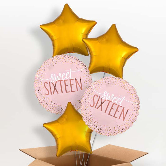 Sweet 16 Blush Helium Balloon in a Box - 5 Balloons | Party Save Smile