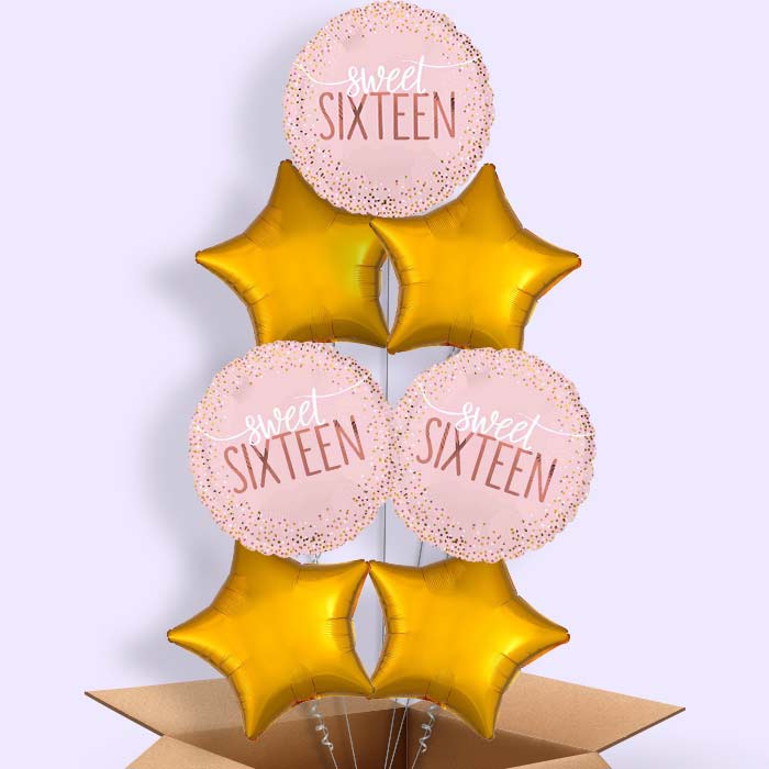Sweet 16 Blush Helium Balloon in a Box - 7 Balloons | Party Save Smile